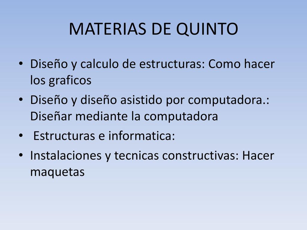 MATERIAS DE QUINTO Diseño y calculo de estructuras: Como hacer los graficos.