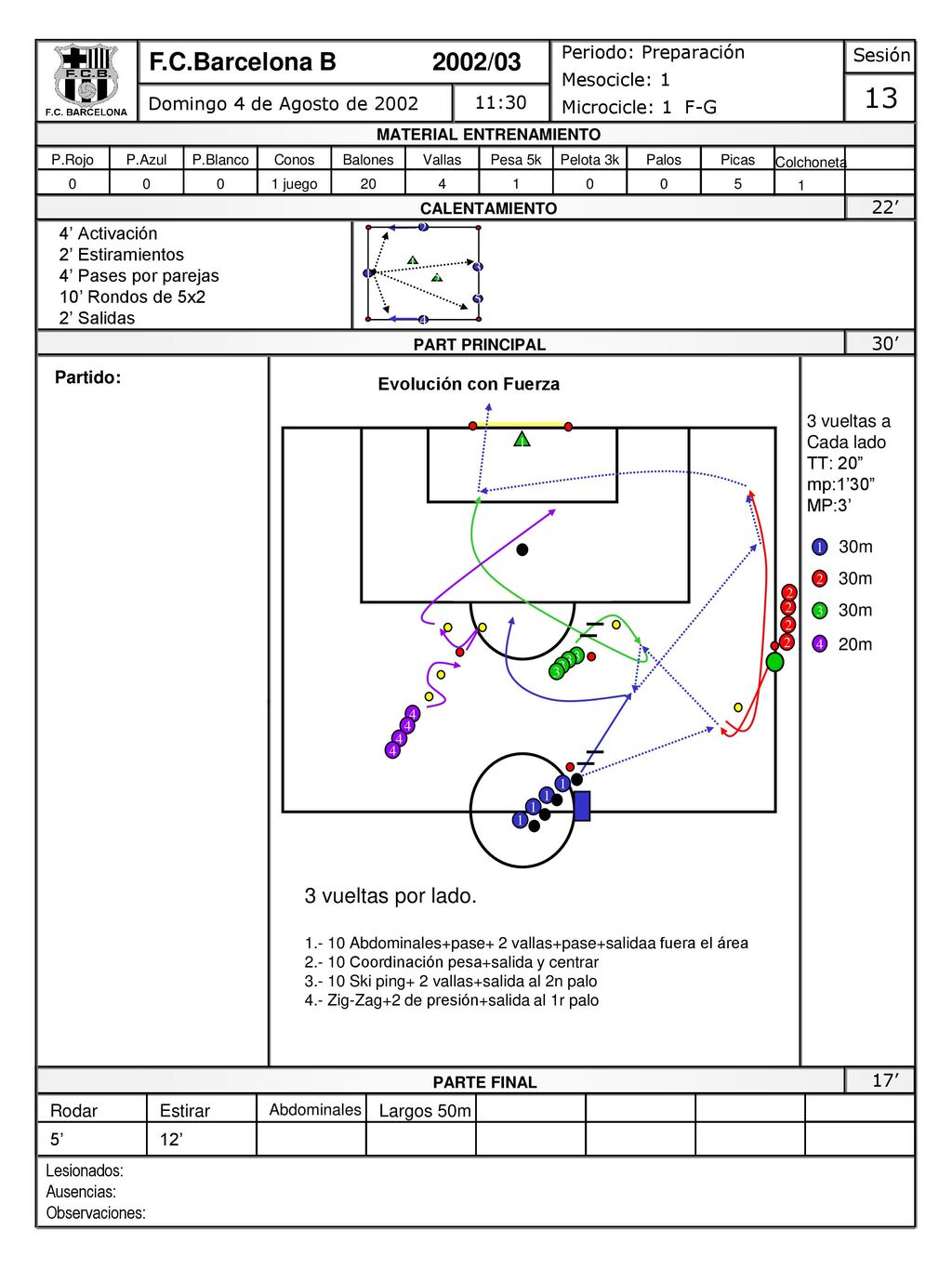 13 F.C.Barcelona B 2002/03 3 vueltas por lado. Periodo: Preparación