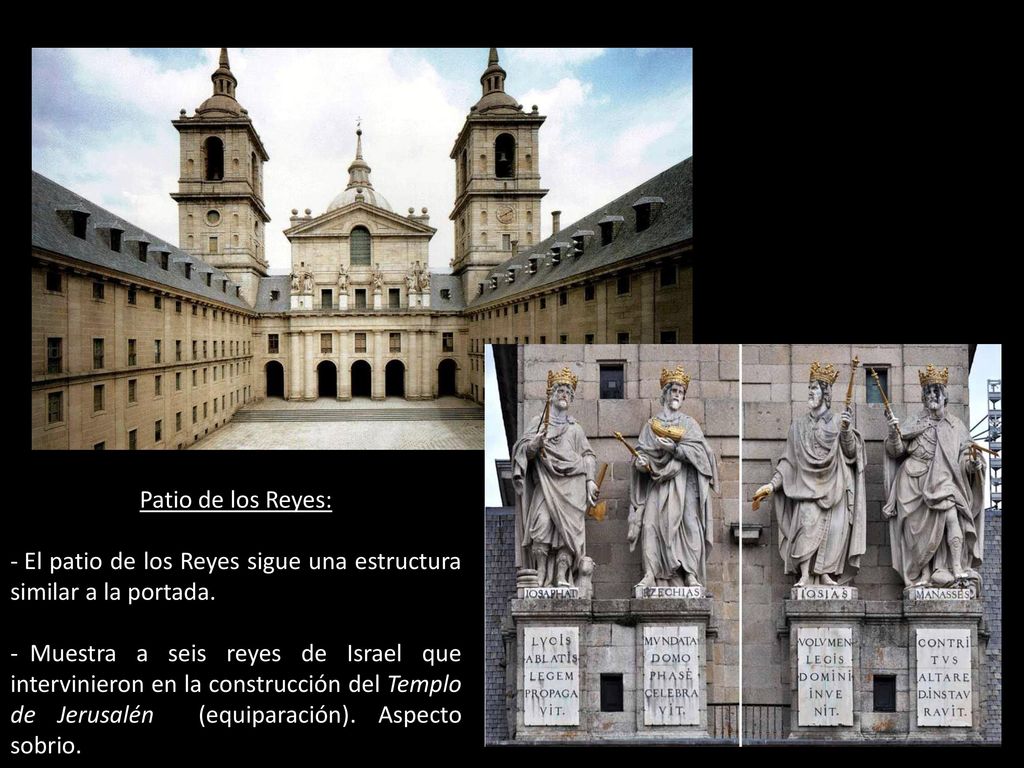 Patio de los Reyes: El patio de los Reyes sigue una estructura similar a la portada.