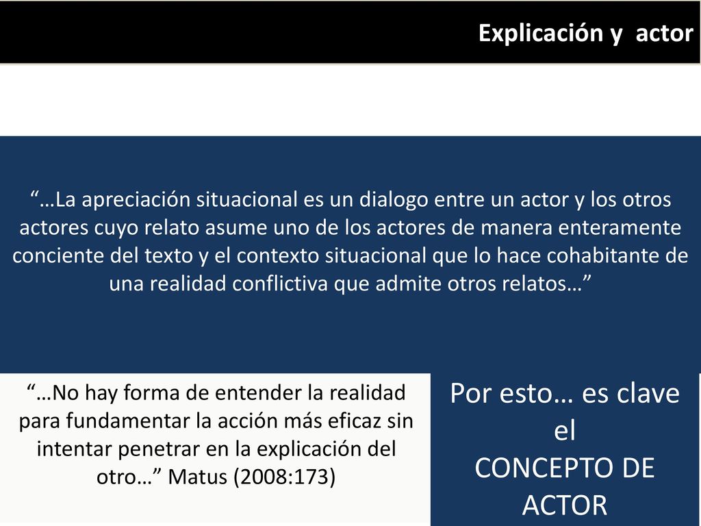 Por esto… es clave el CONCEPTO DE ACTOR Explicación y actor