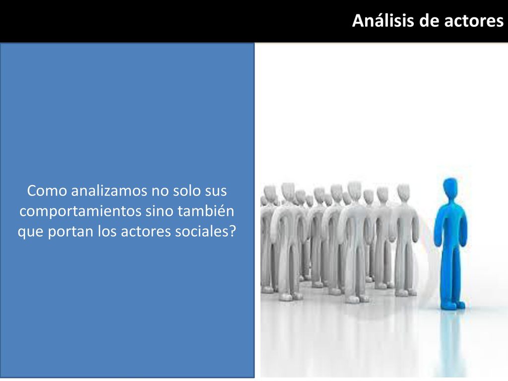 Análisis de actores Como analizamos no solo sus comportamientos sino también que portan los actores sociales