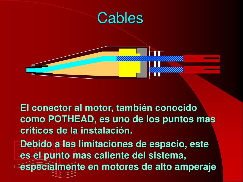 Cables El conector al motor, también conocido como POTHEAD, es uno de los puntos mas críticos de la instalación.