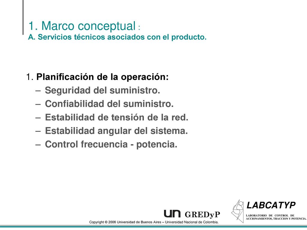 1. Marco conceptual : A. Servicios técnicos asociados con el producto.