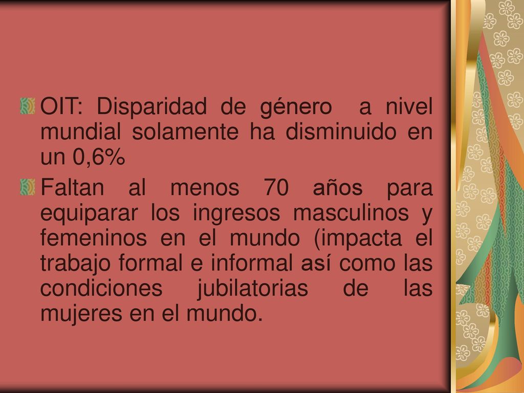 OIT: Disparidad de género a nivel mundial solamente ha disminuido en un 0,6%