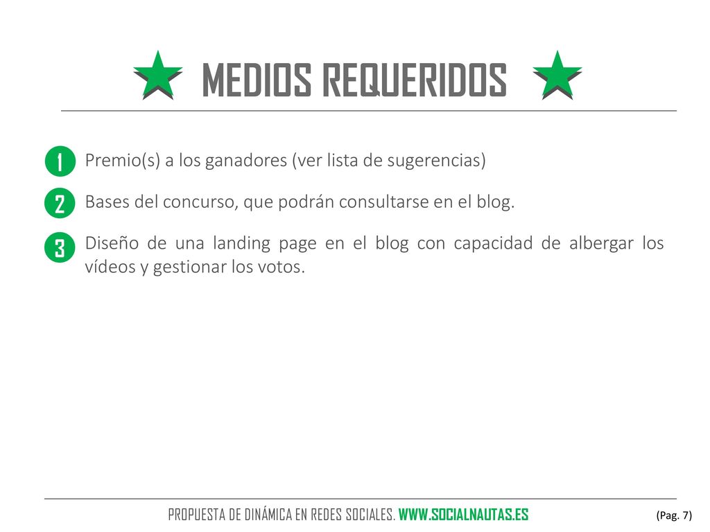 MEDIOS REQUERIDOS 1. Premio(s) a los ganadores (ver lista de sugerencias) Bases del concurso, que podrán consultarse en el blog.