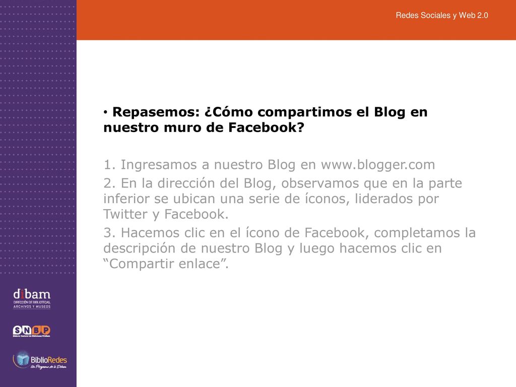 Repasemos: ¿Cómo compartimos el Blog en nuestro muro de Facebook