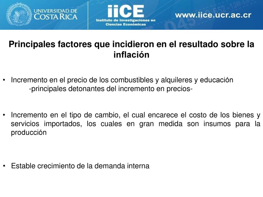 Principales factores que incidieron en el resultado sobre la inflación