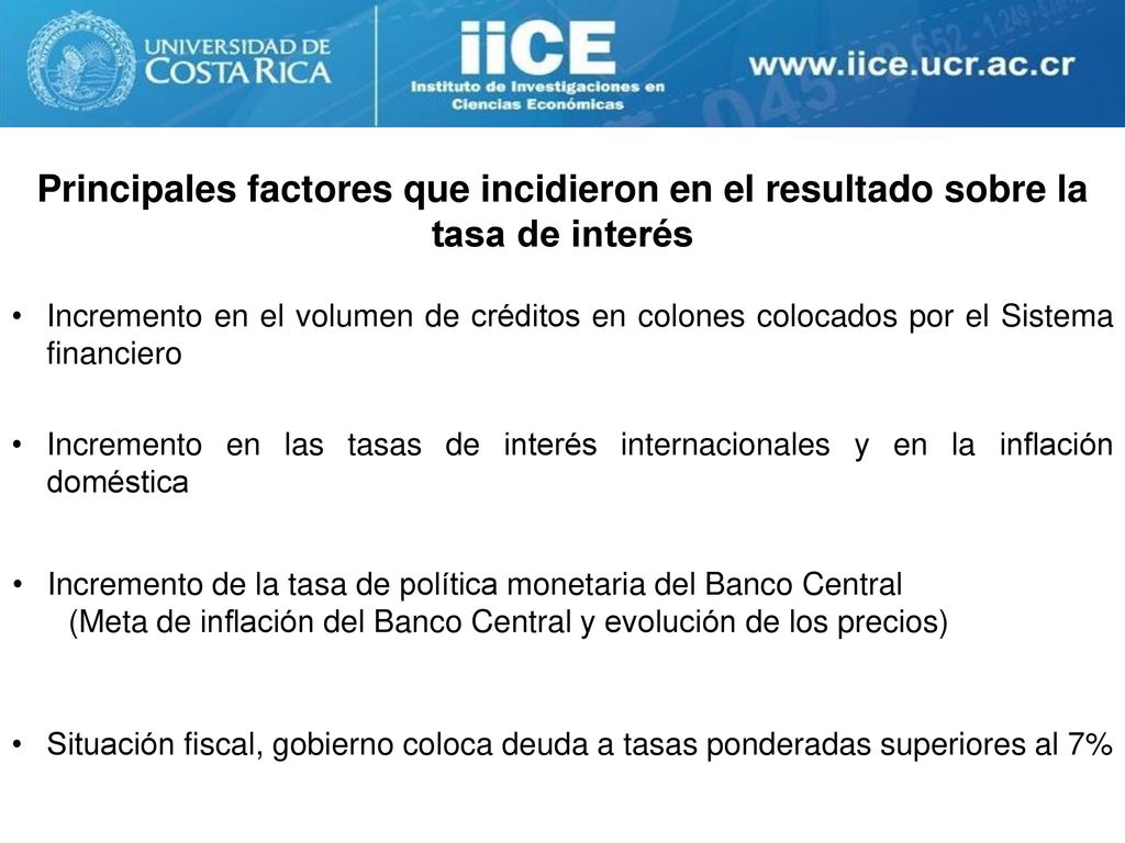 Principales factores que incidieron en el resultado sobre la tasa de interés