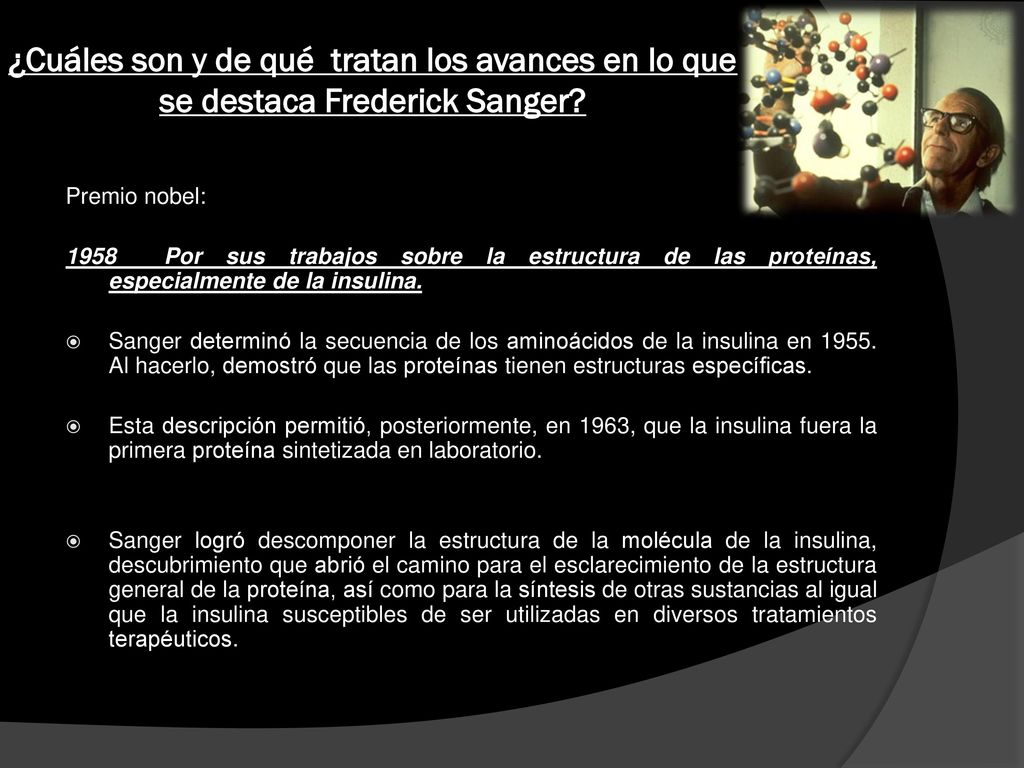 ¿Cuáles son y de qué tratan los avances en lo que se destaca Frederick Sanger