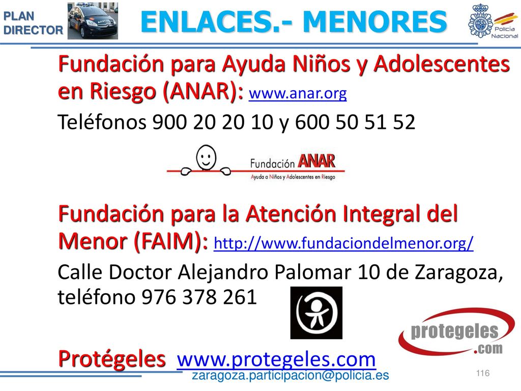 ENLACES.- MENORES Fundación para Ayuda Niños y Adolescentes en Riesgo (ANAR):   Teléfonos y