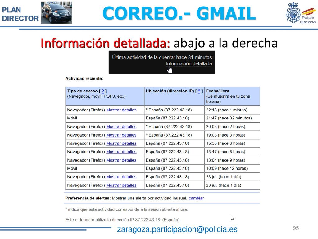 CORREO.- GMAIL Información detallada: abajo a la derecha