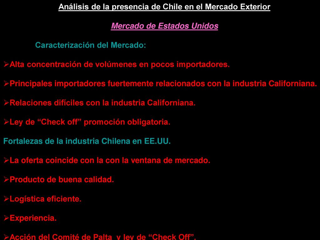 Análisis de la presencia de Chile en el Mercado Exterior