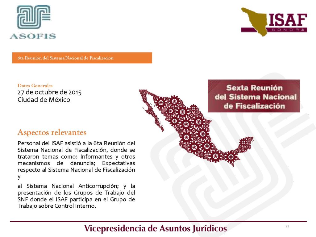 Aspectos relevantes 27 de octubre de 2015 Ciudad de México