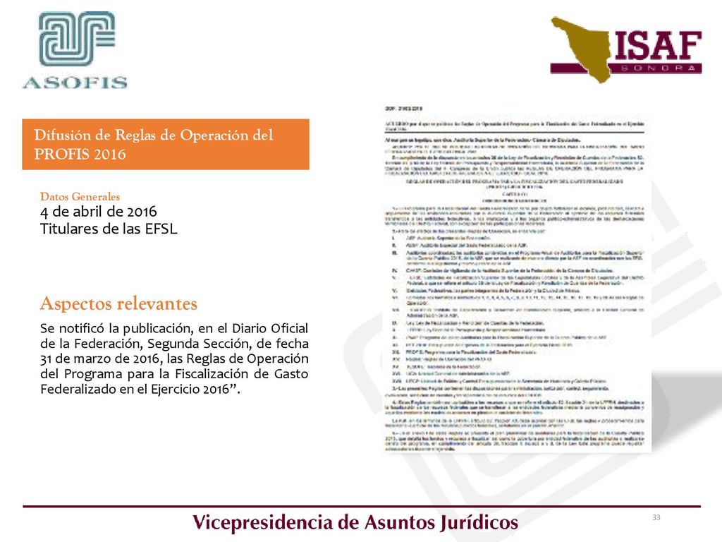 Aspectos relevantes Difusión de Reglas de Operación del PROFIS 2016