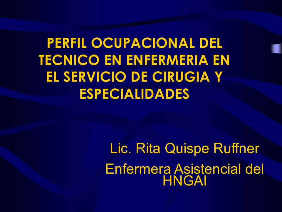 Lic. Rita Quispe Ruffner Enfermera Asistencial del HNGAI