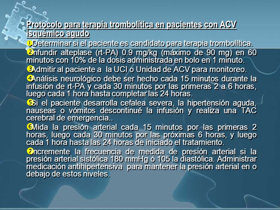Protocolo para terapia trombolítica en pacientes con ACV isquémico agudo