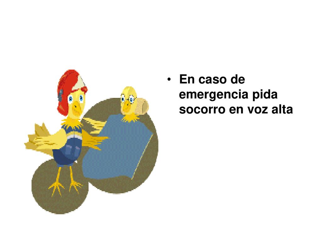 En caso de emergencia pida socorro en voz alta