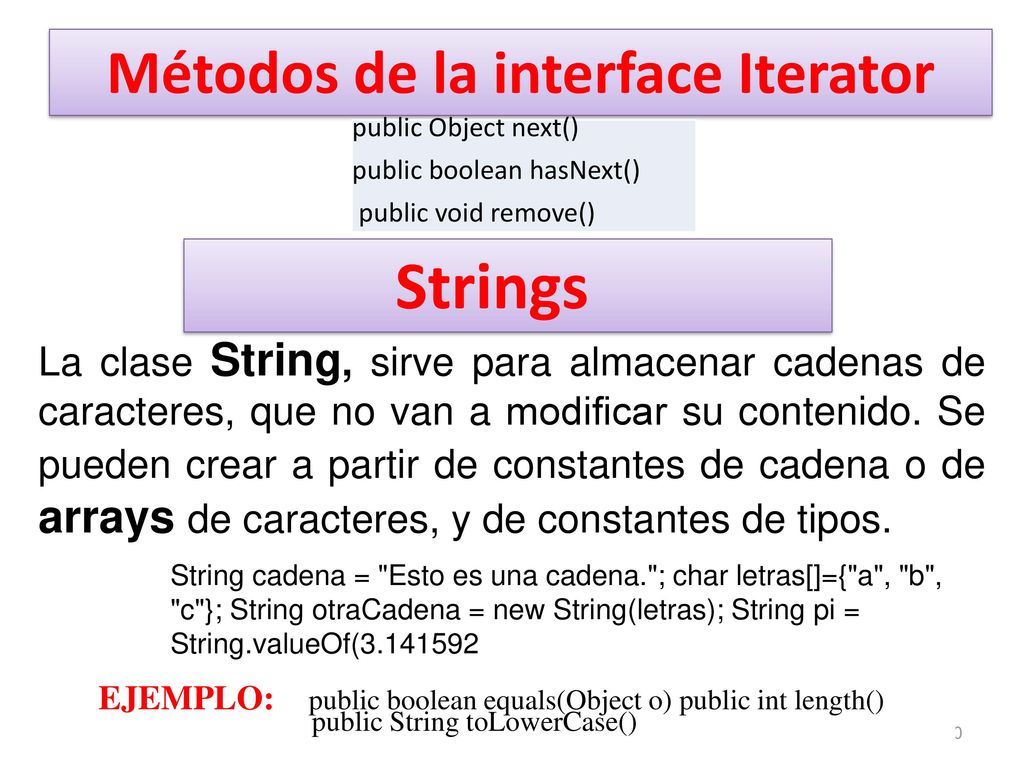 Métodos de la interface List Métodos de la interface Map