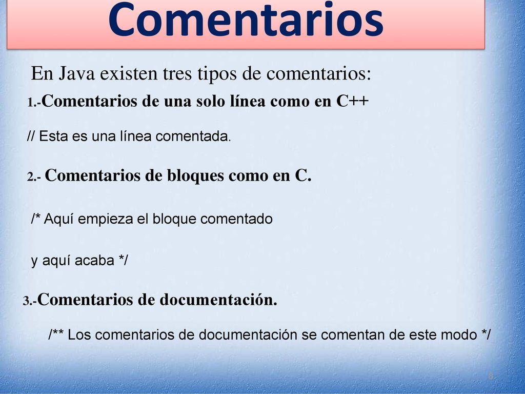 /** Los comentarios de documentación se comentan de este modo */