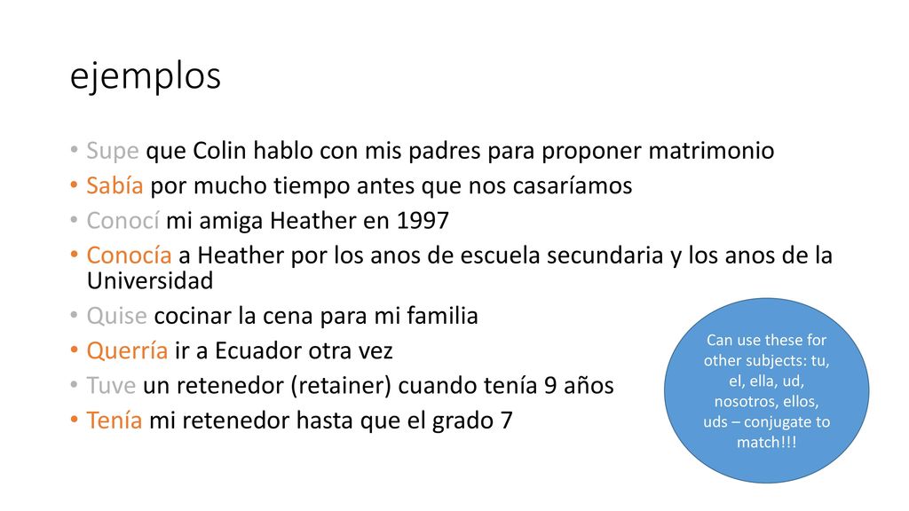 ejemplos Supe que Colin hablo con mis padres para proponer matrimonio