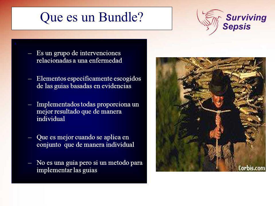 SSC September Que es un Bundle Es un grupo de intervenciones relacionadas a una enfermedad.