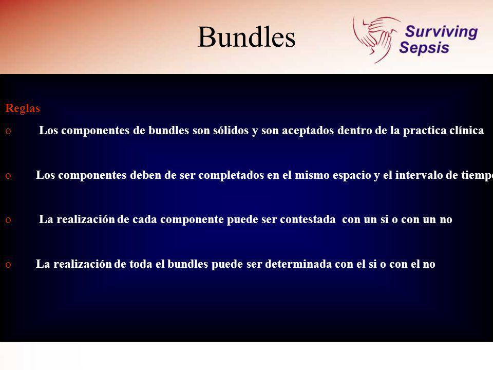 Bundles Reglas. Los componentes de bundles son sólidos y son aceptados dentro de la practica clínica.