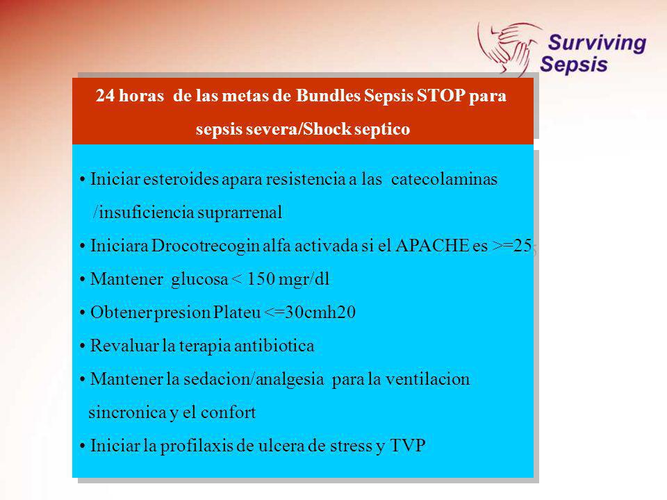 24 horas de las metas de Bundles Sepsis STOP para