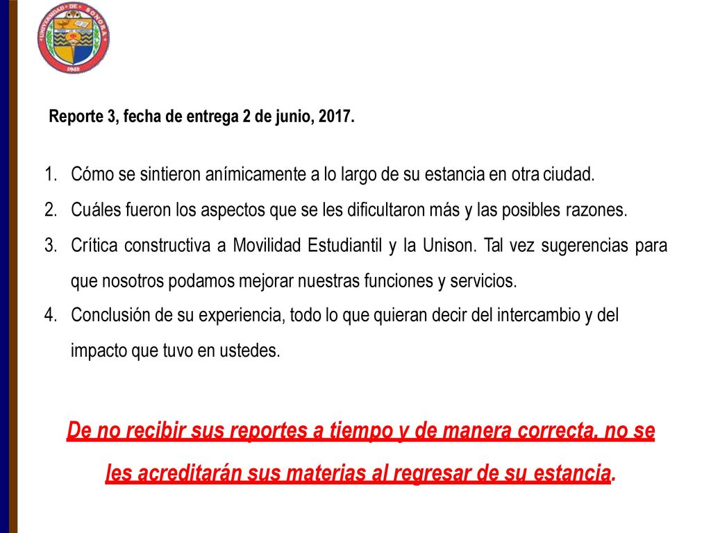 Reporte 3, fecha de entrega 2 de junio, 2017.