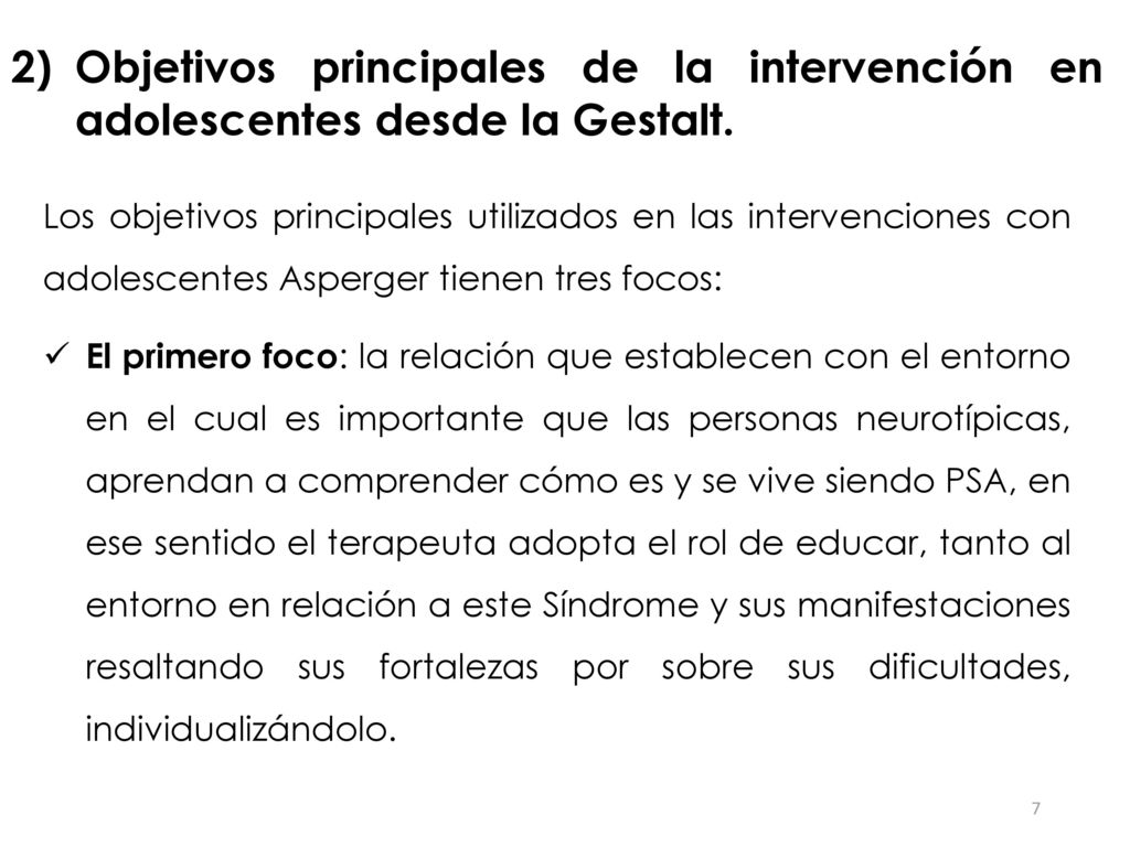 Objetivos principales de la intervención en adolescentes desde la Gestalt.
