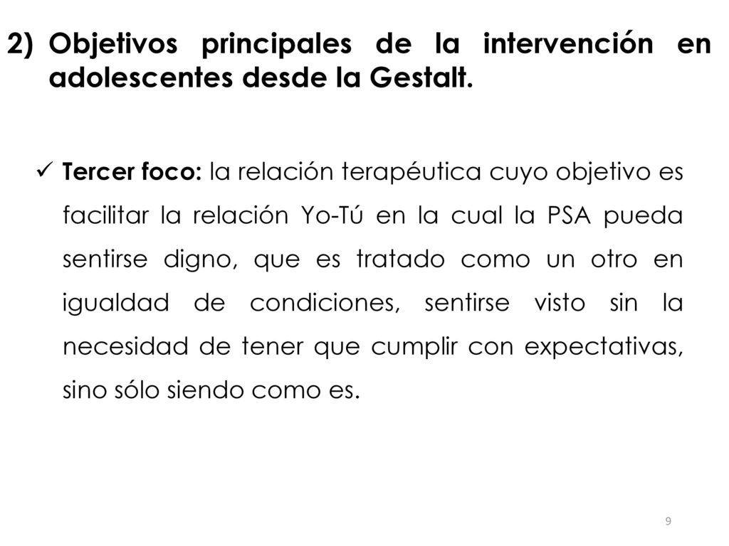 Objetivos principales de la intervención en adolescentes desde la Gestalt.