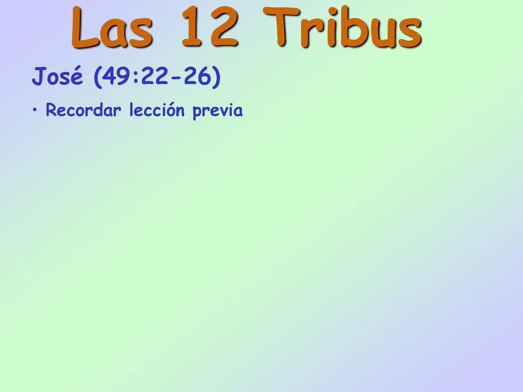 Las 12 Tribus José (49:22-26) Recordar lección previa