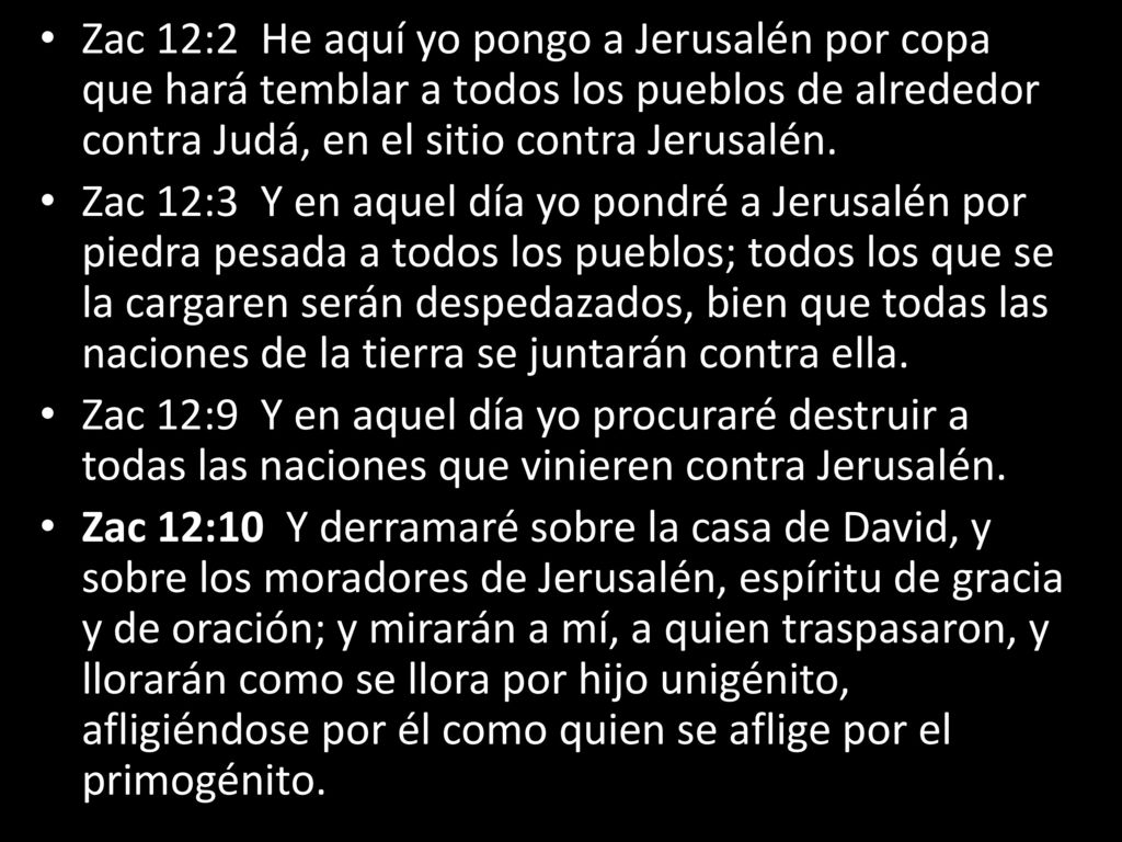 Zac 12:2 He aquí yo pongo a Jerusalén por copa que hará temblar a todos los pueblos de alrededor contra Judá, en el sitio contra Jerusalén.