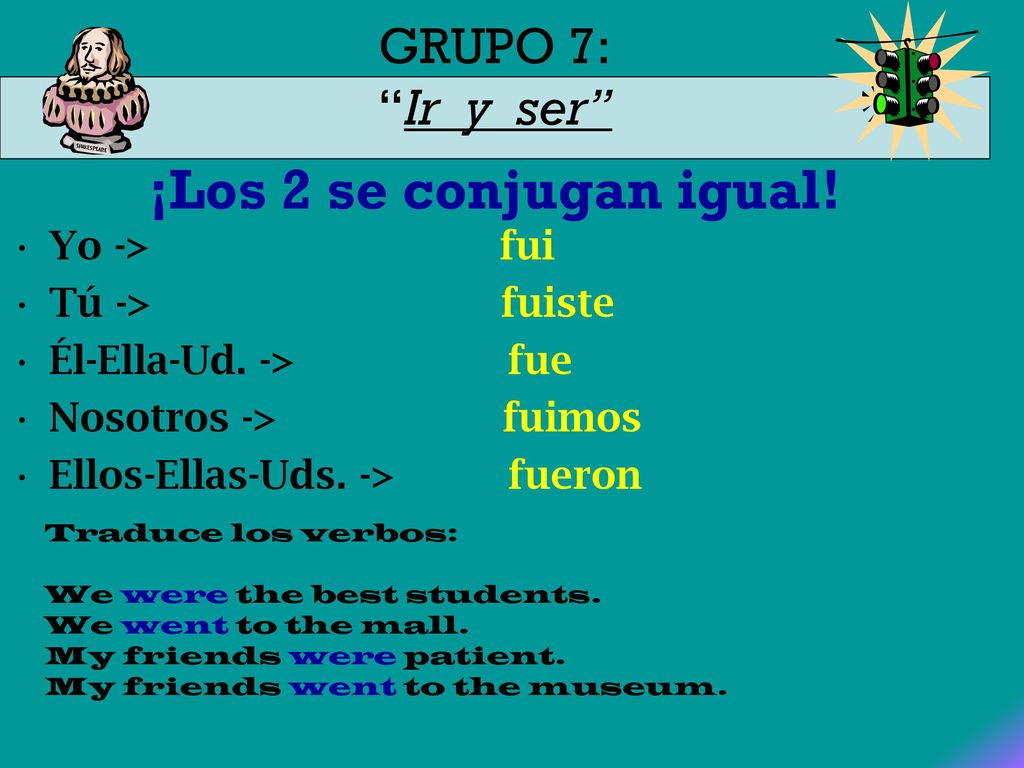 GRUPO 7: Ir y ser ¡Los 2 se conjugan igual!