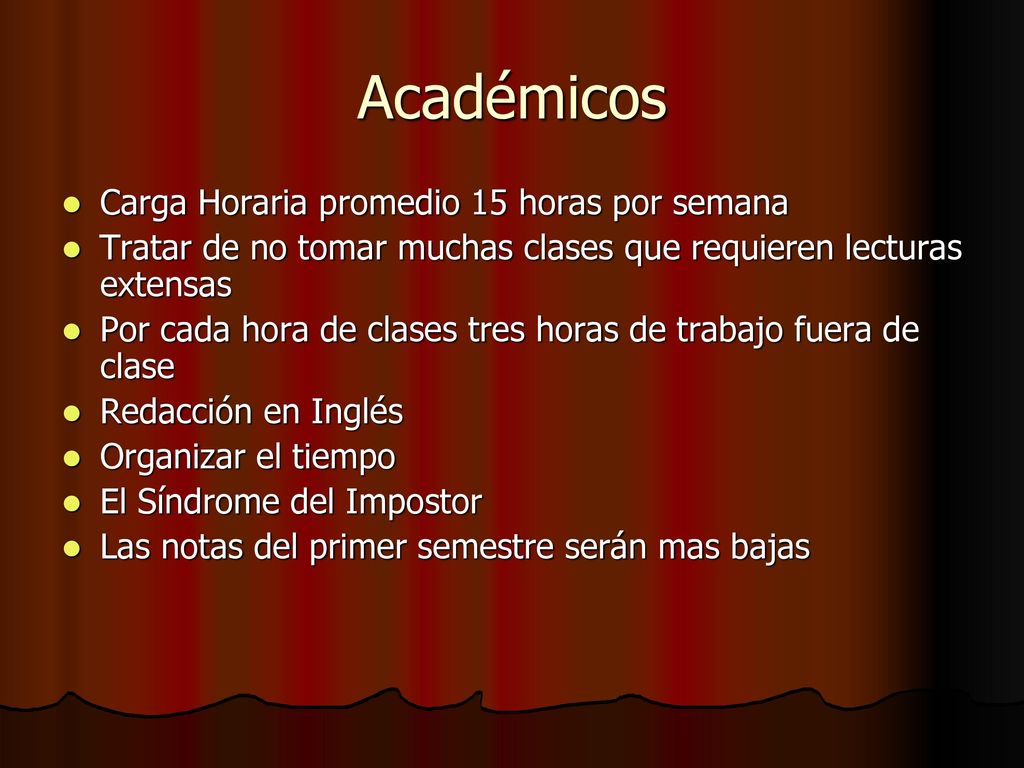Académicos Carga Horaria promedio 15 horas por semana