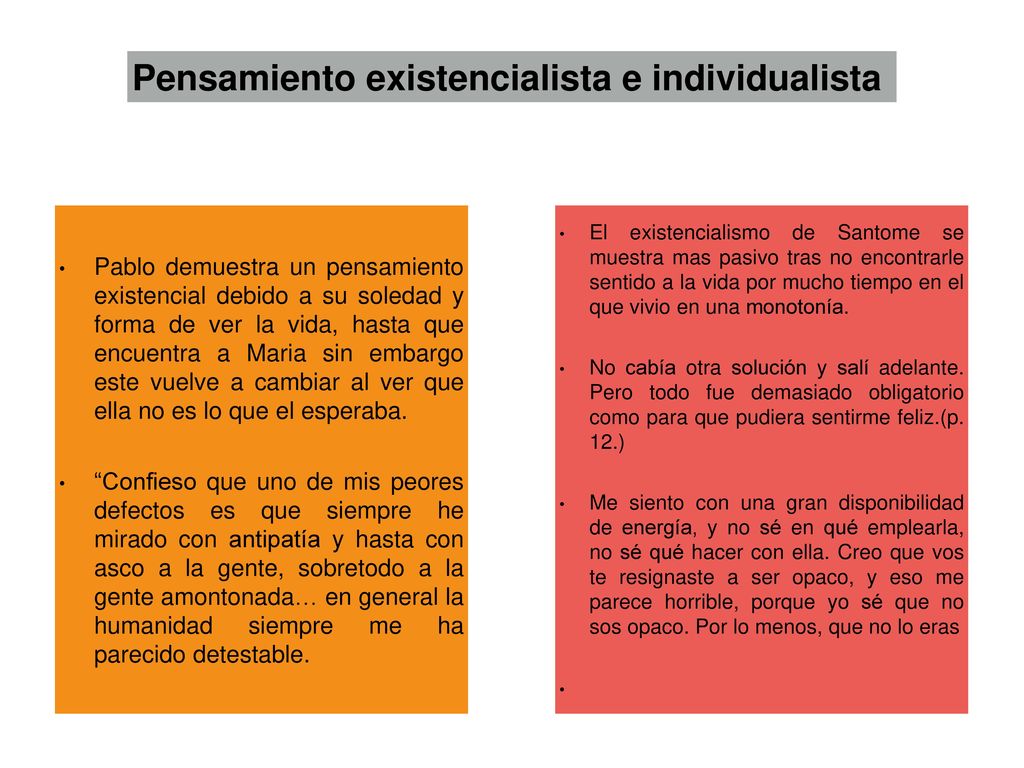Pensamiento existencialista e individualista