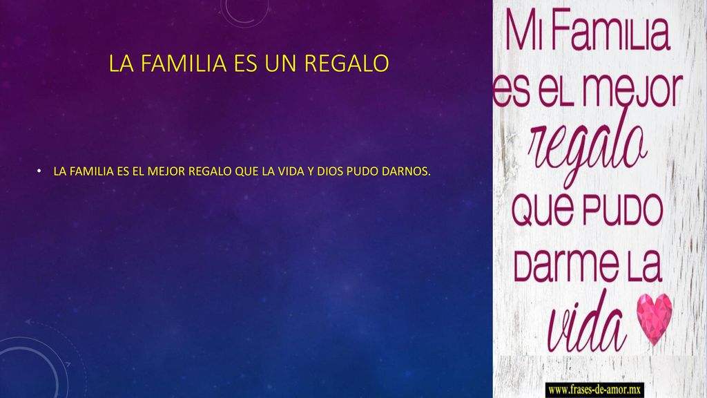 LA FAMILIA ES UN REGALO LA FAMILIA ES EL MEJOR REGALO QUE LA VIDA Y DIOS PUDO DARNOS.
