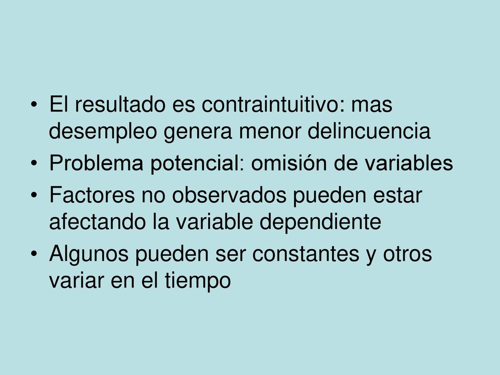 El resultado es contraintuitivo: mas desempleo genera menor delincuencia
