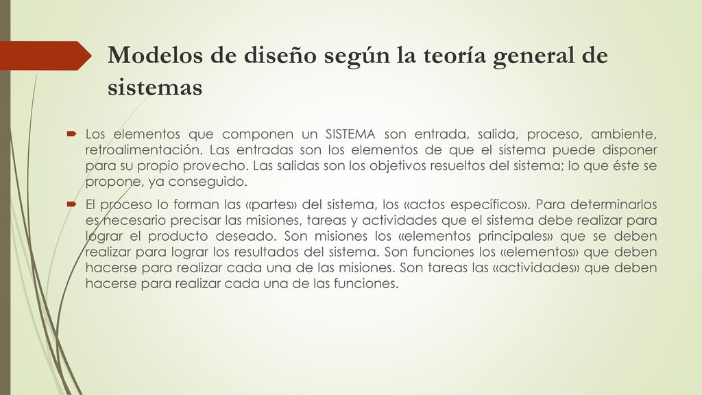 Modelos de diseño según la teoría general de sistemas