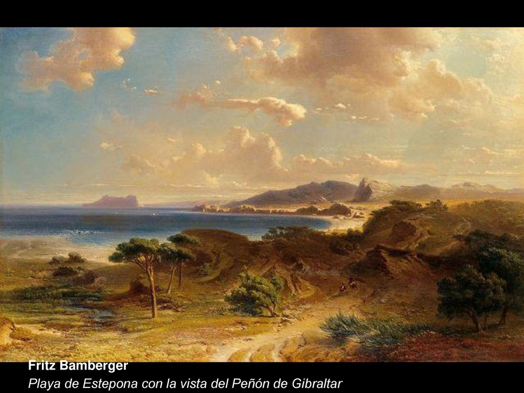 Fritz Bamberger Playa de Estepona con la vista del Peñón de Gibraltar