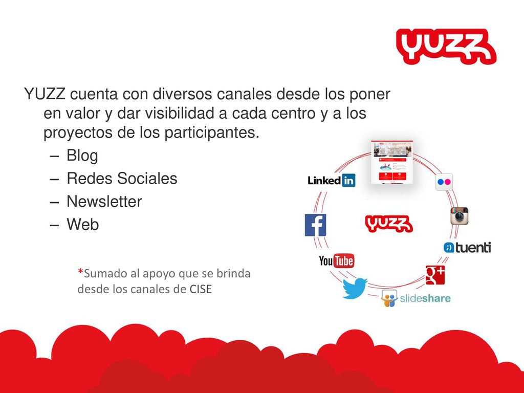 YUZZ cuenta con diversos canales desde los poner en valor y dar visibilidad a cada centro y a los proyectos de los participantes.