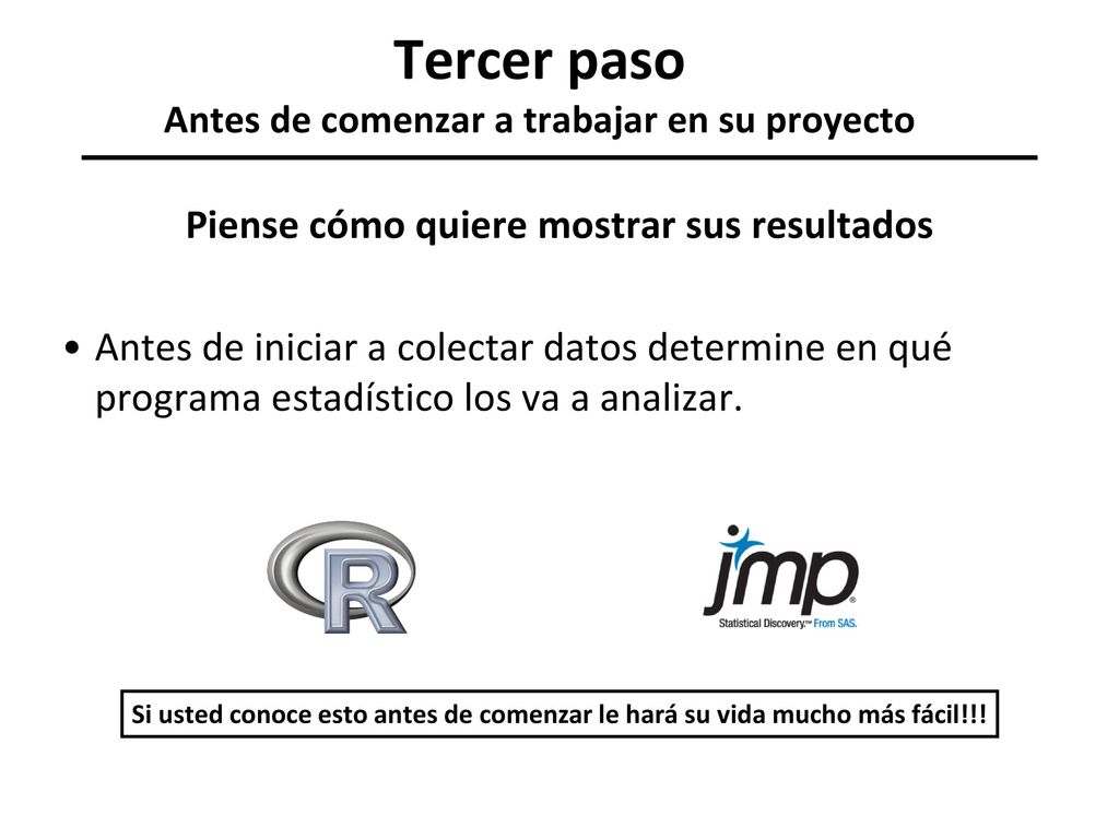 Tercer paso Antes de comenzar a trabajar en su proyecto