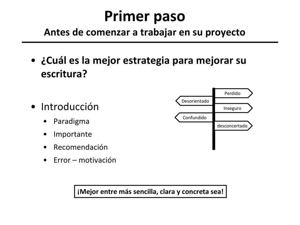 Primer paso Antes de comenzar a trabajar en su proyecto