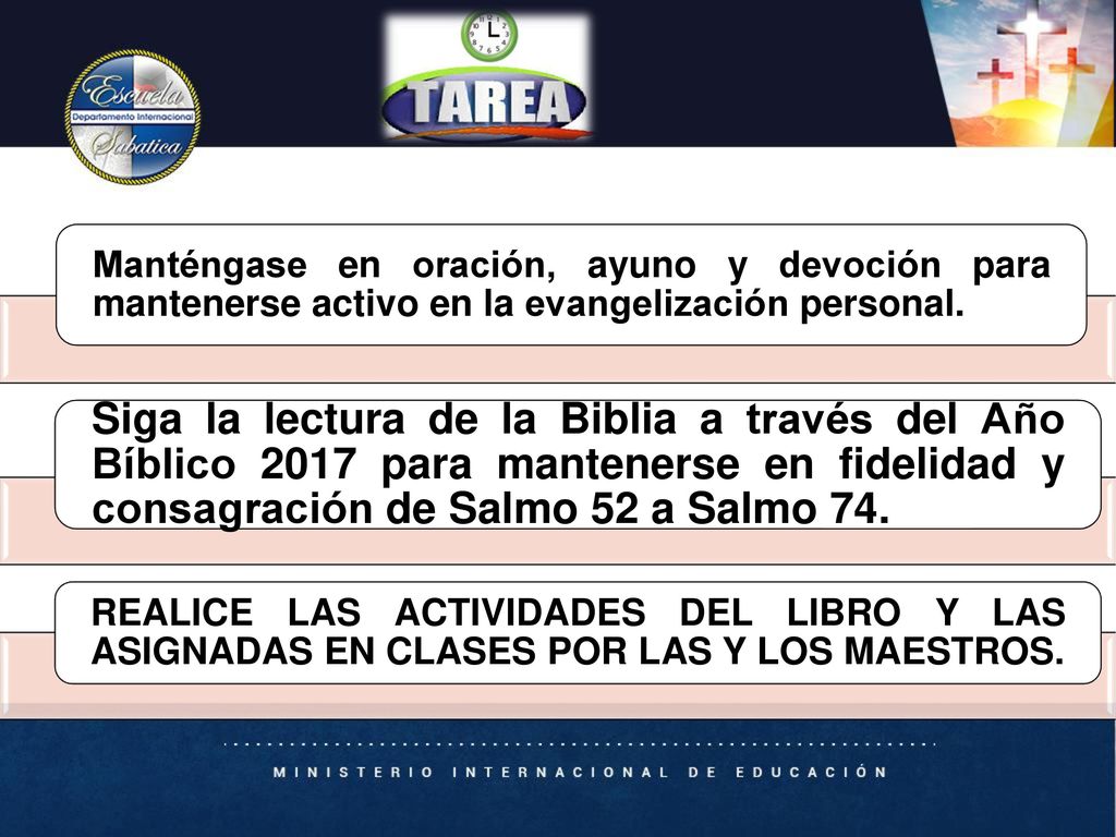 Manténgase en oración, ayuno y devoción para mantenerse activo en la evangelización personal.