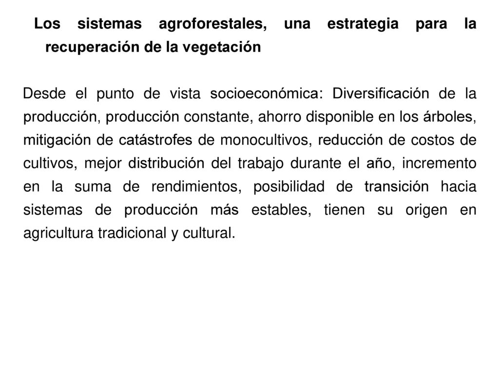 Los sistemas agroforestales, una estrategia para la recuperación de la vegetación