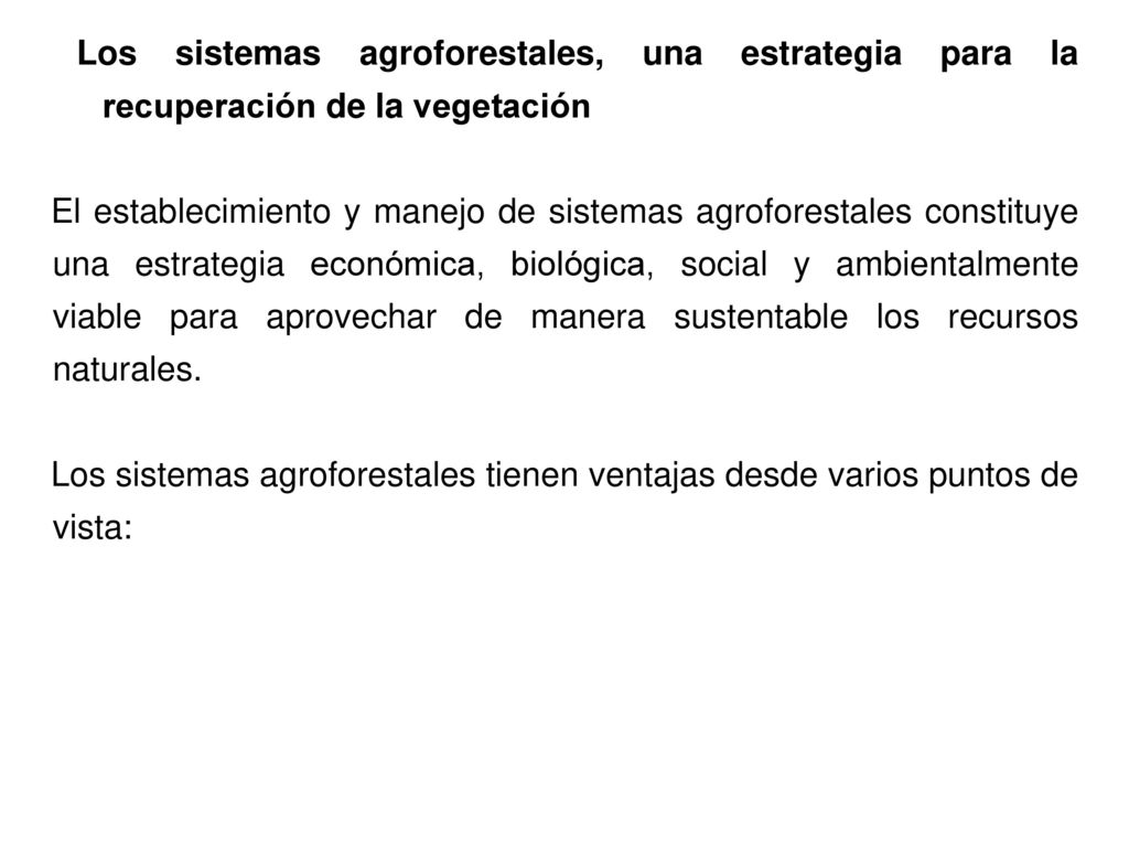 Los sistemas agroforestales, una estrategia para la recuperación de la vegetación