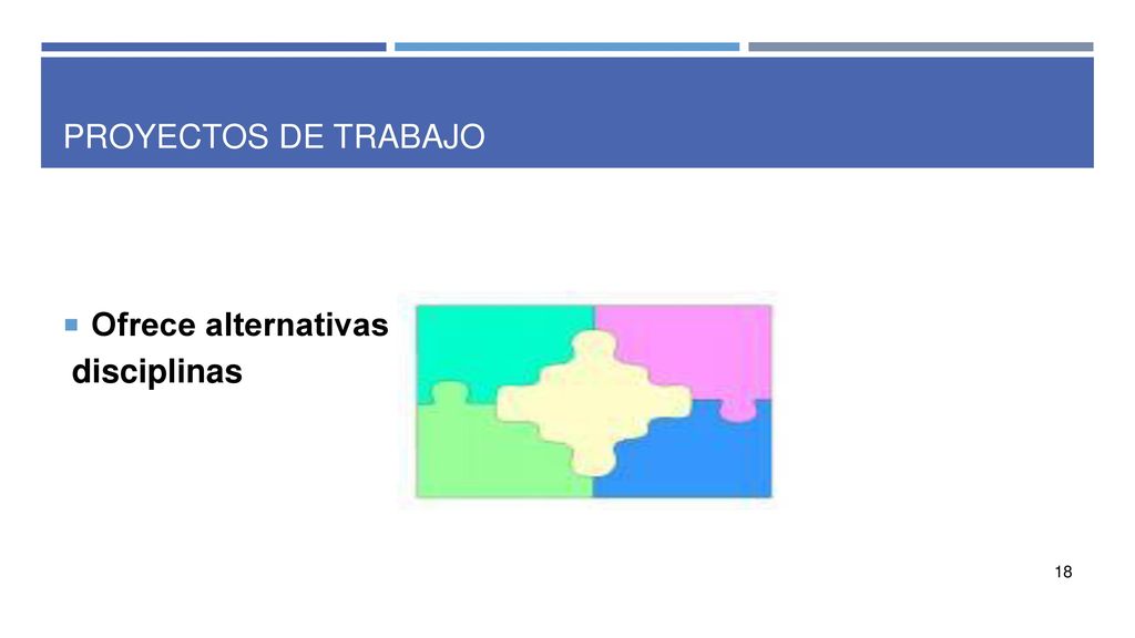PROYECTOS DE TRABAJO Ofrece alternativas a la fragmentación de disciplinas
