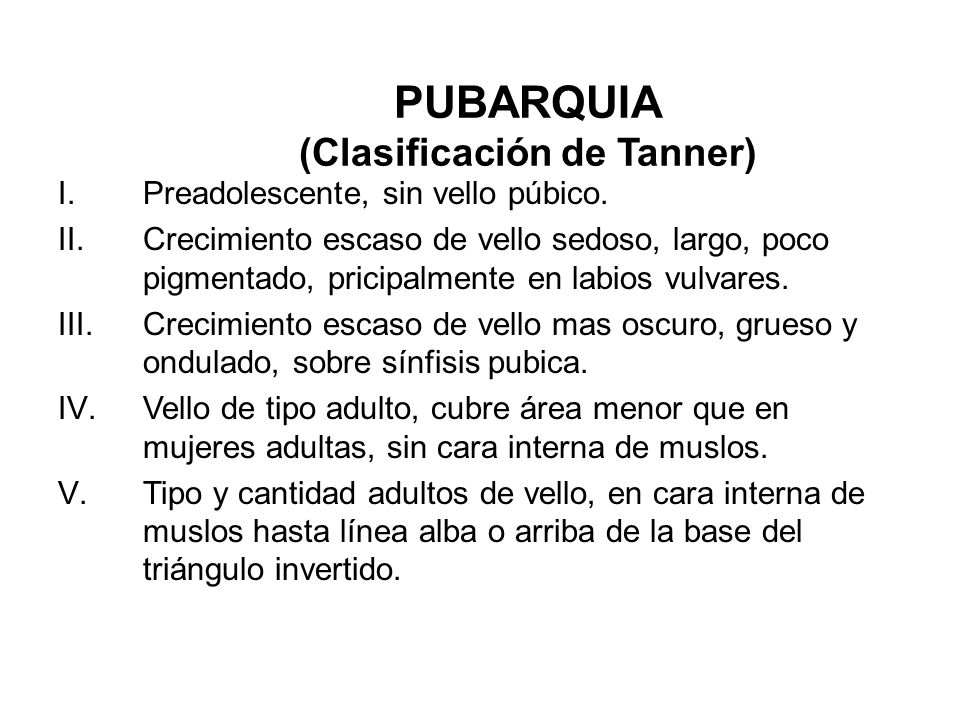 PUBARQUIA (Clasificación de Tanner)