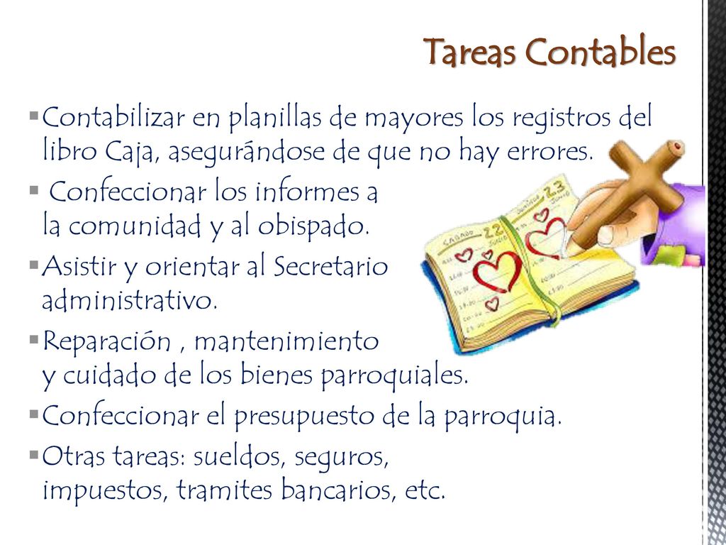 Tareas Contables Contabilizar en planillas de mayores los registros del libro Caja, asegurándose de que no hay errores.