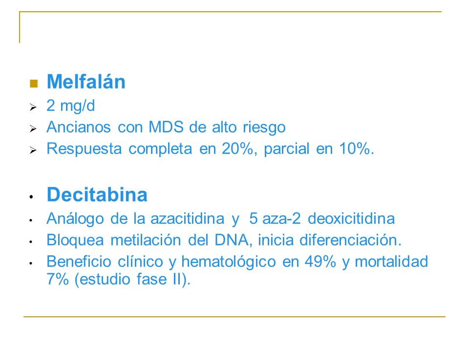 Melfalán Decitabina 2 mg/d Ancianos con MDS de alto riesgo