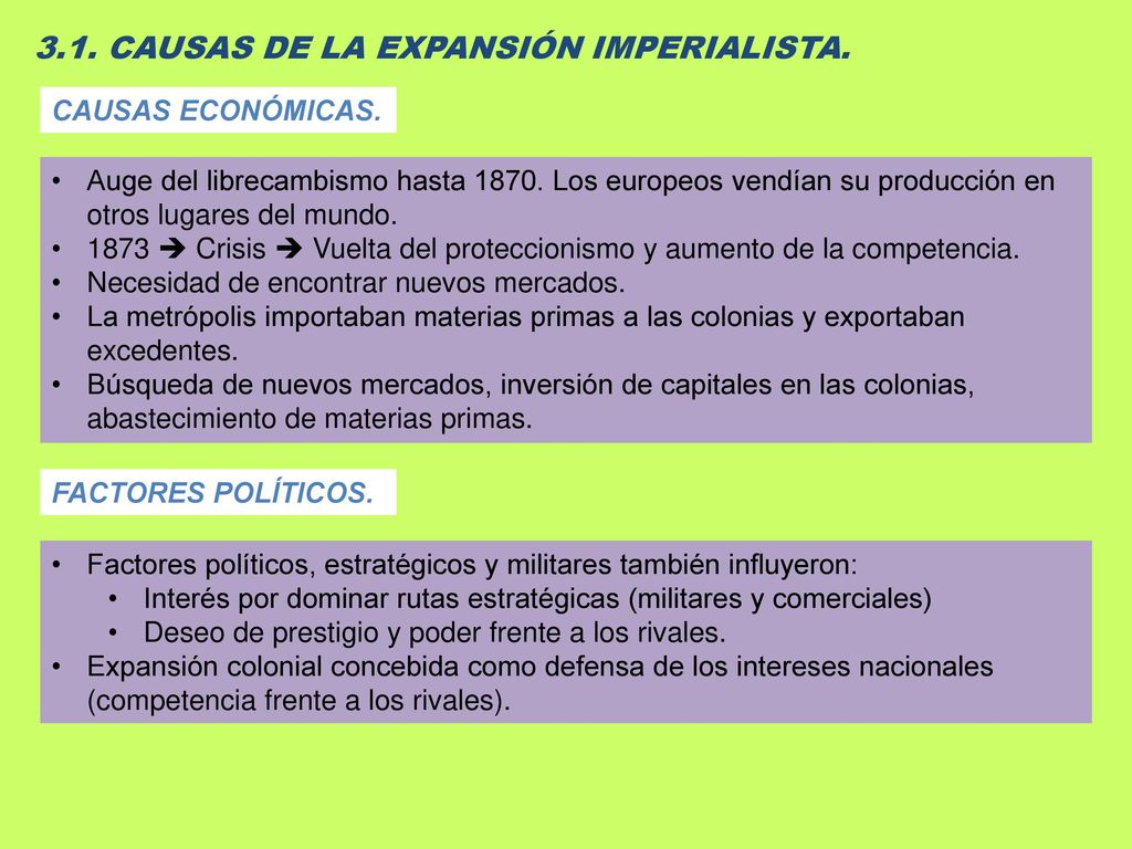 3.1. CAUSAS DE LA EXPANSIÓN IMPERIALISTA.